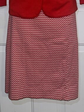 Red and White Women's Chevron Skirt Set